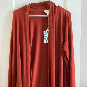 Market & Spruce Burnt Orange Abrianna Longsleeve Knit Cardigan 1X